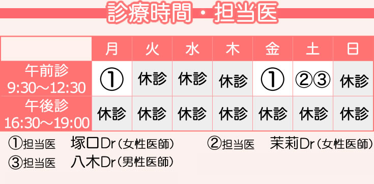 八木クリニック診療時間・担当医表
